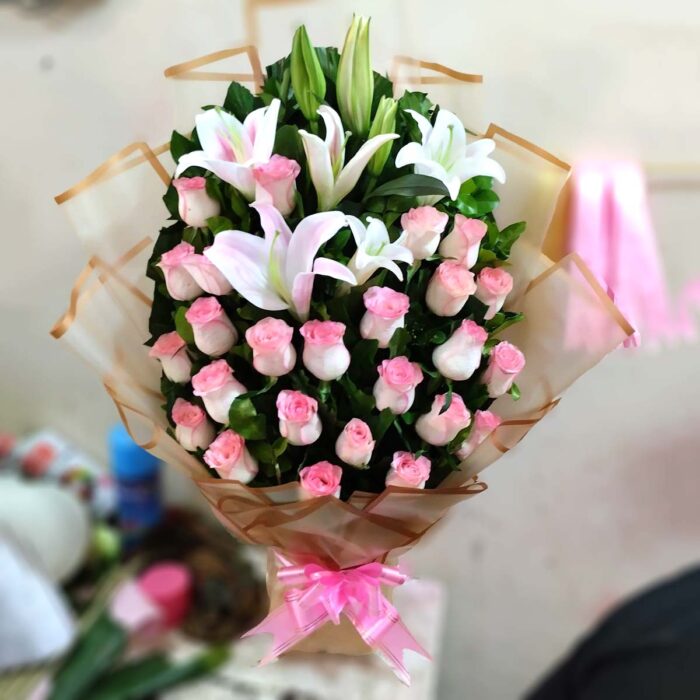 Gerbera with Lily Mixed Bouquet - Image 1