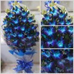 Blue Orchid and Rajanigandha Flower Bouquet