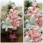 Light Pink Rose And White Lily Bouquet