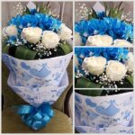 White & Blue Rose Bouquet