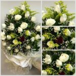 White Rose with Green Lush Bouquet