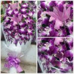 Purple Orchid And Lily Flower Bouquet